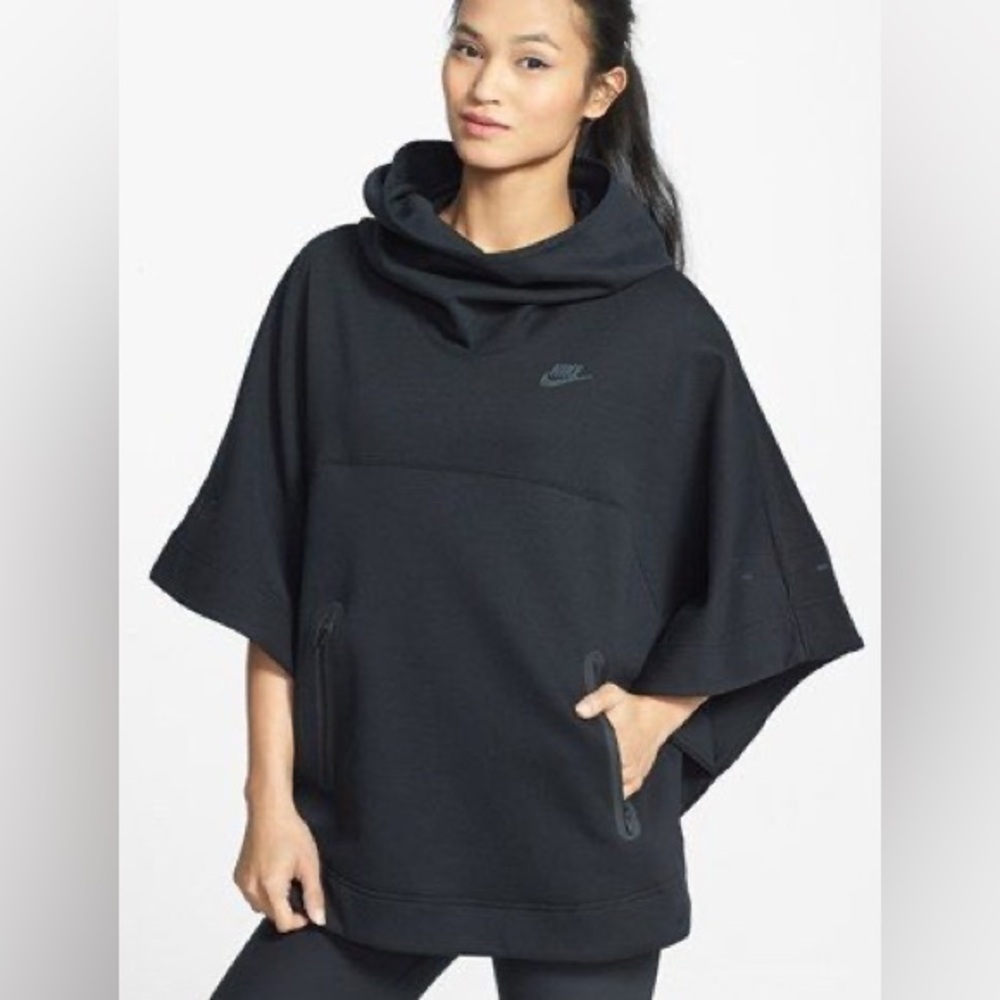 Nike Black Cowl Neck Hooded Sweatshirt Ponch with zip pockets in SMALL